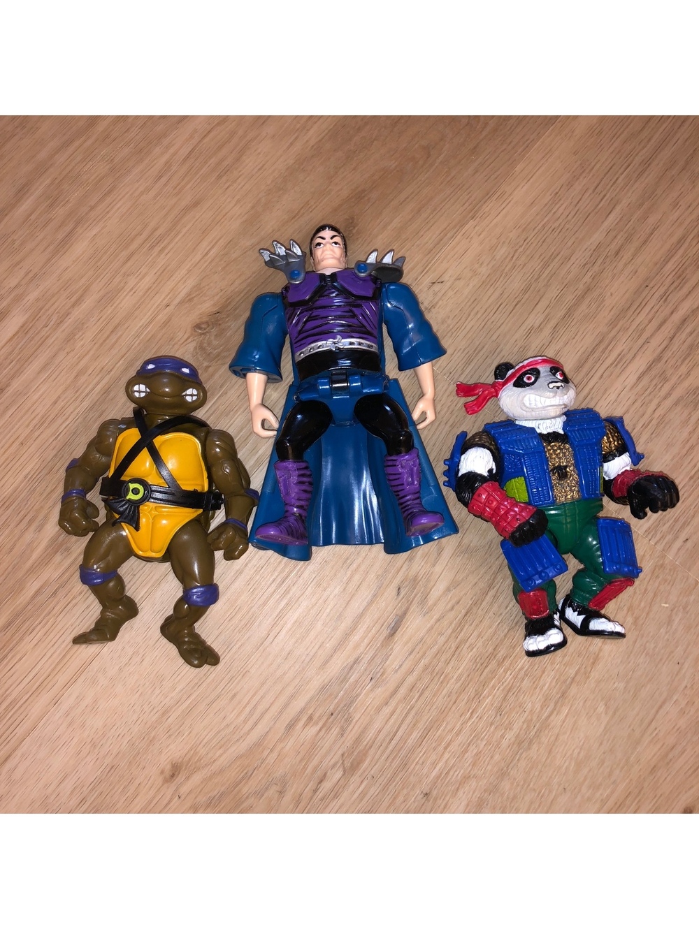 VINTAGE NINJA TURTLES 3 FIGURE LOT PANDA KHAN 1990 MUTATIN SHREDDER 1993 TMNT